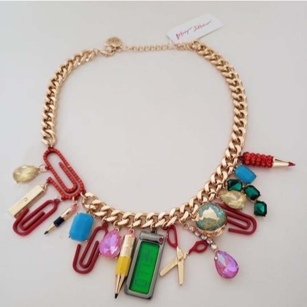 Betsey Johnson Back To School Charm Statement Necklace